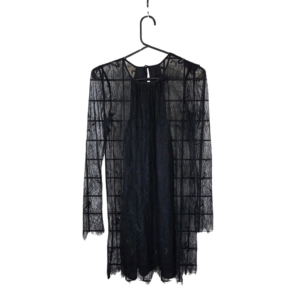 XS Black Goth Lace Mini Dress Victorian Floral Dark Contrast BCB Generation